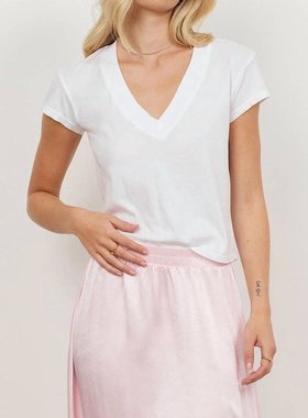 Lamade|Suri 白色有机深 V 恤