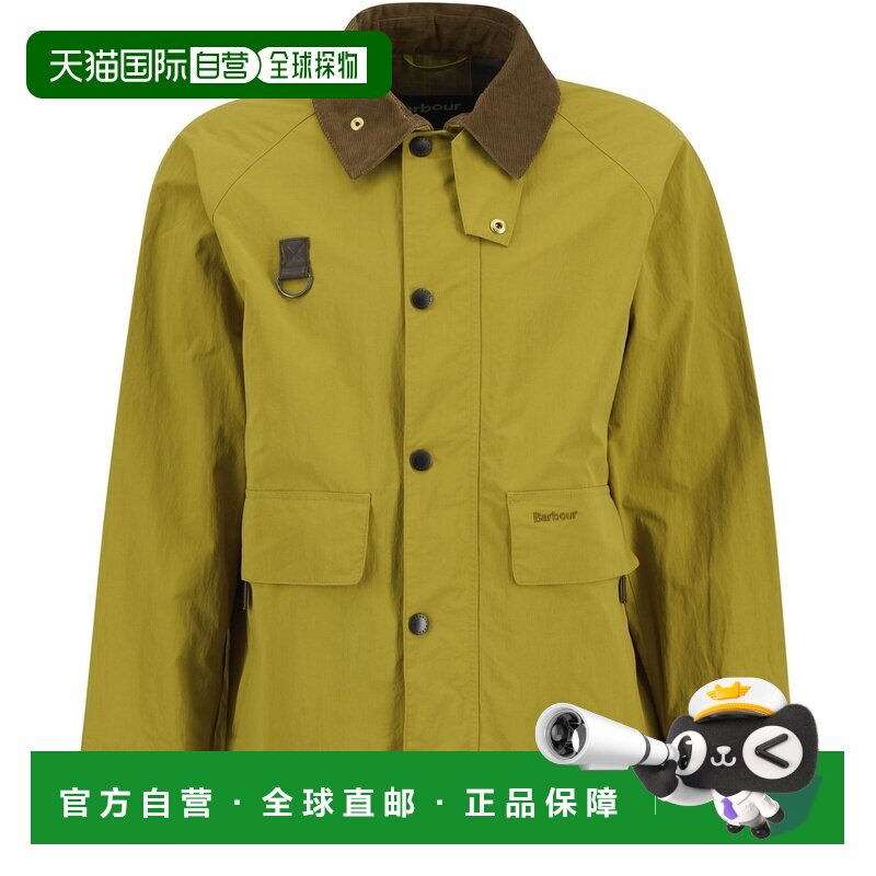 自营欧洲直邮BARBOUR Icons女士卡其绿聚酰胺纽扣刺绣短款夹克图片