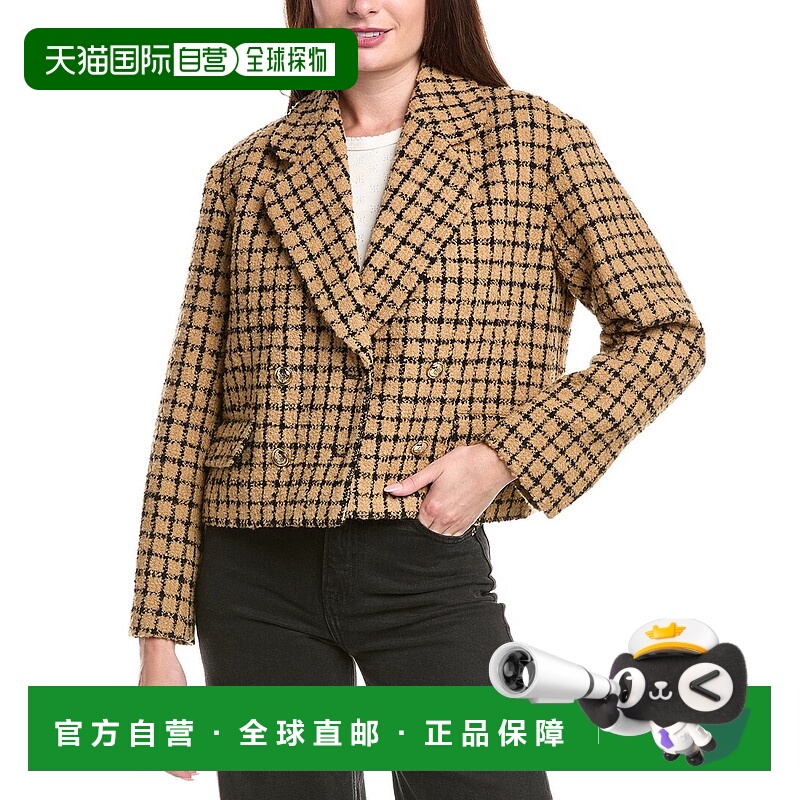 自营 sandro桑德罗粗毛混纺夹克-米色 美国奥莱直发