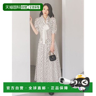 1h可退 日本直邮SNIDEL 波点蝴蝶结领衬衫连衣裙 日系甜美穿搭