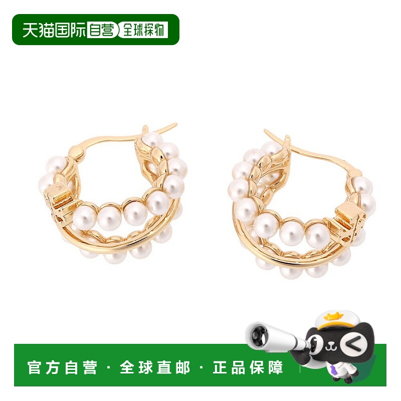 日本直邮TORY BURCH “Kira 多圈珍珠耳环”18K 无镍双 T 标志 x
