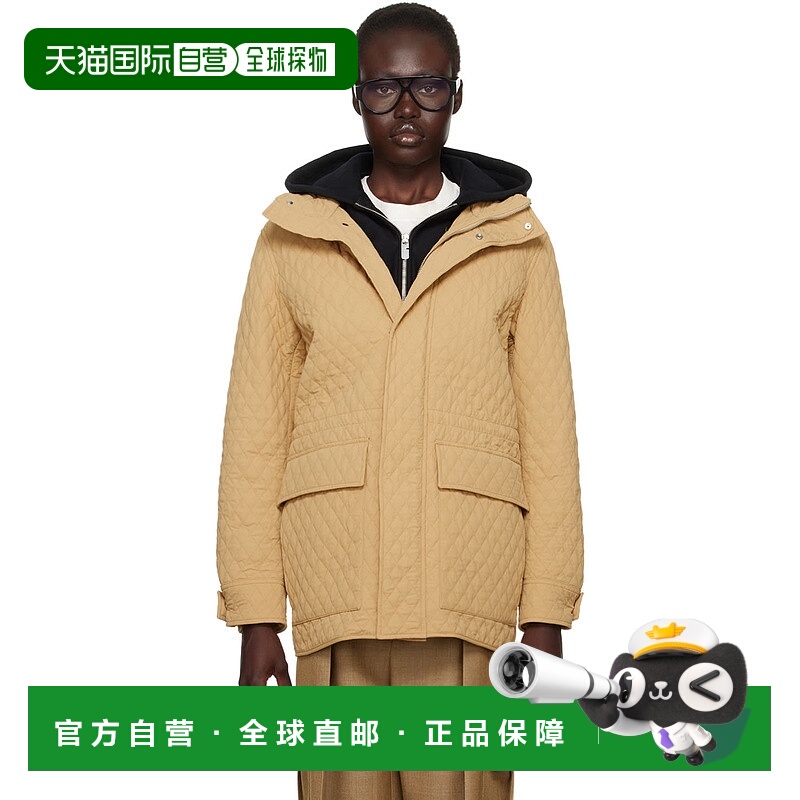 香港直邮潮奢 Burberry 巴宝莉 女士 驼色 Check Hood Quilted 夹