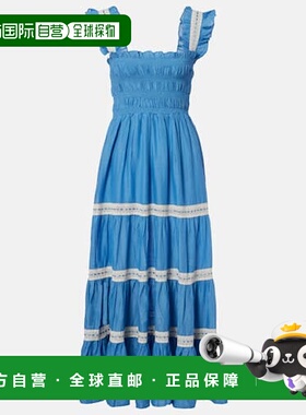 1h可退 香港直邮RIXO 女士 Aubrie 蕾丝边棉质薄纱中长连衣裙