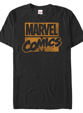 Fifth Sun|Marvel 男士漫画破烂橙色徽标短袖 T 恤