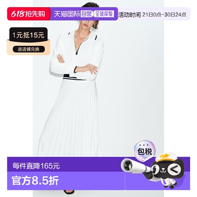 日本直邮Zara百褶中长款连衣裙
