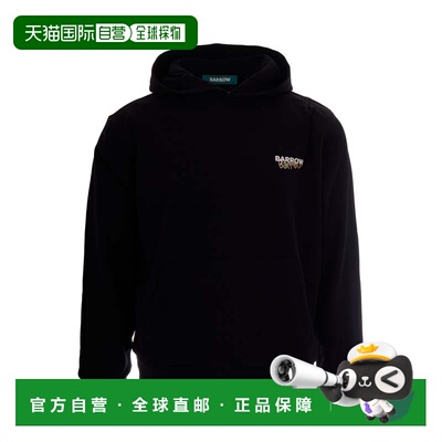 自营barrowBlack Cotton Hoodie with Bear Graphic and Logo - b