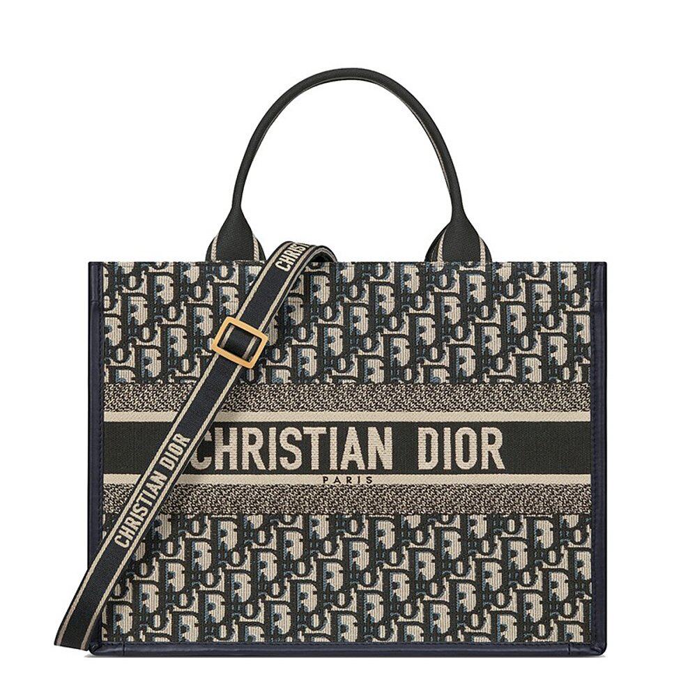DIOR/迪奥24新款 Book Tote女士中号深蓝色牛皮印花手提包图片