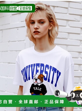 韩国直邮YALE (22SS) PREPPY UNIVERSITY DAN TEE WHITET恤YC3SS7