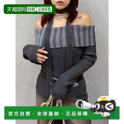 1h可退 日本直邮EVRIS 女装 针织上衣 荷叶边设计 透视肩部 37256