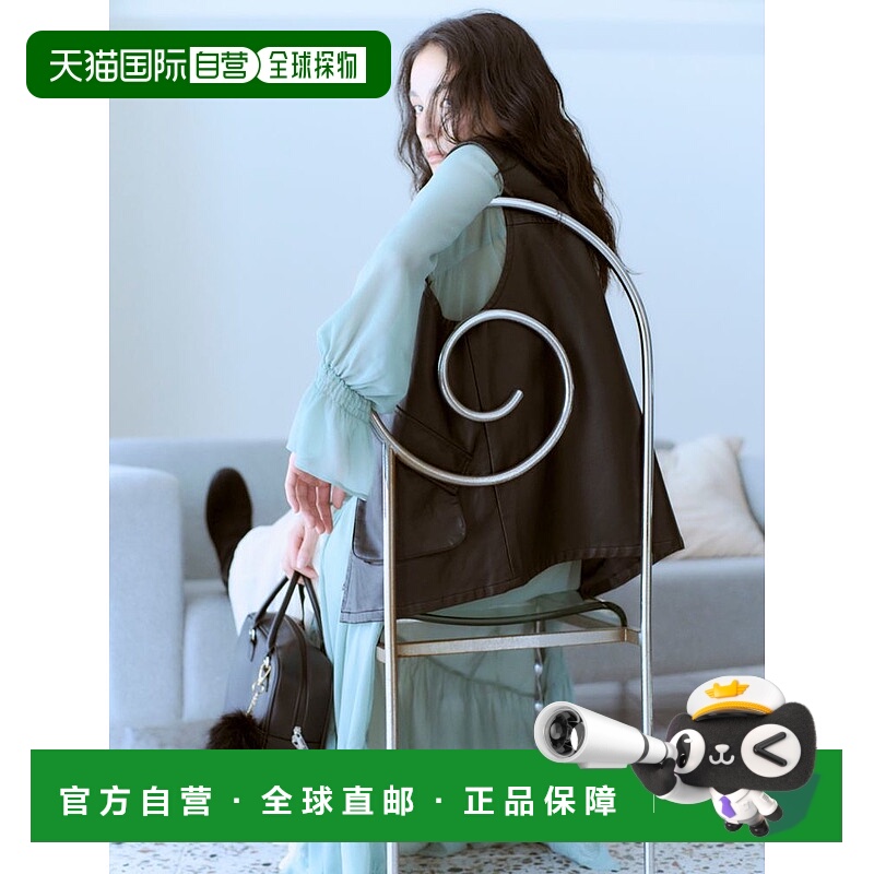 1h可退 日本直邮Ungrid 女装 仿皮背心 宽松V领 大口袋设计 11254