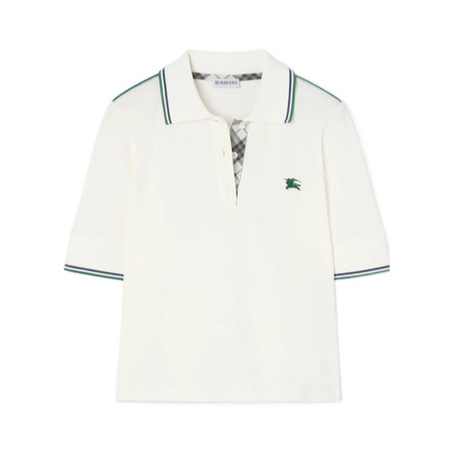香港直邮BURBERRY/博柏利 女士 短款格纹棉质珠地布 Polo 衫 26FW