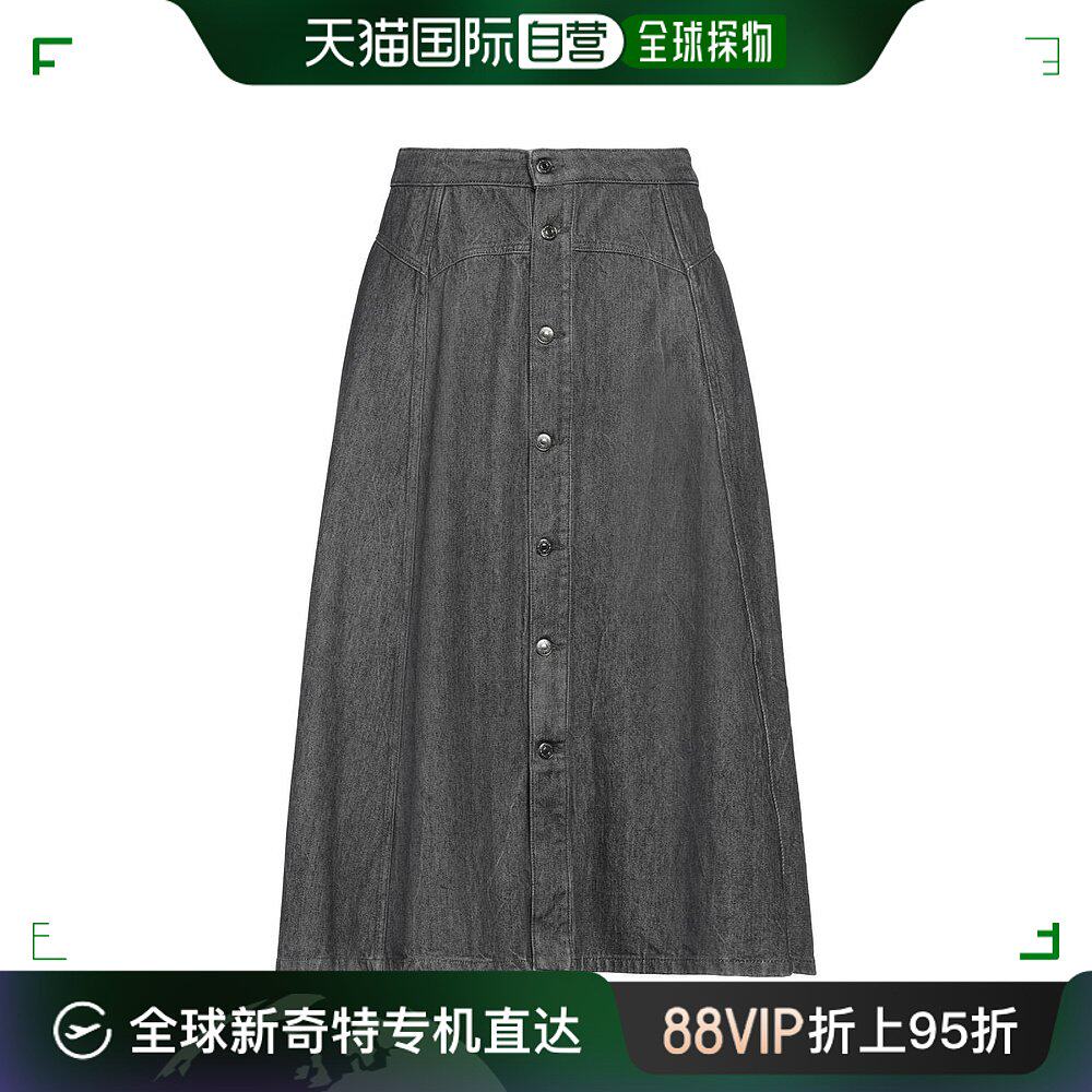 【美国直邮】wood wood 牛仔喇叭裙 女士半身裙 中腰纯色无贴花设