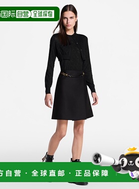 自营1h可退 欧洲直邮LV路易威登 District系列女士黑色小牛皮系带