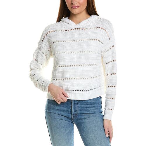 autumn cashmere【美国奥莱】直发 秋季羊绒网眼连帽衫 - 白色