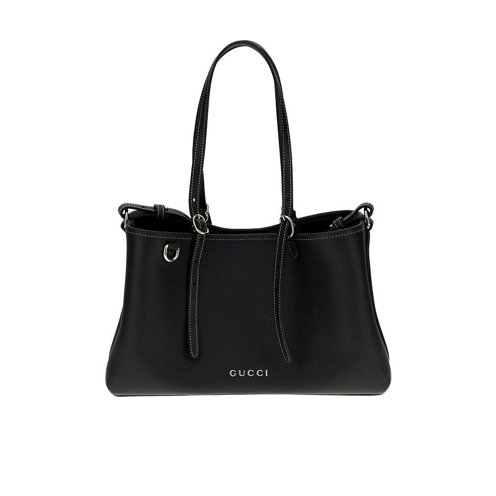 gucci 女士手提包 815214aaec21000 ss2025 黑色 gg 徽章单肩包