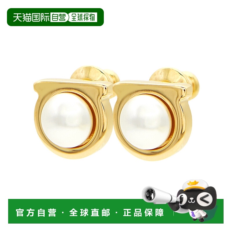 1h可退 韩国直邮ferragamo 女士 耳环菲拉格慕珍珠耳钉配饰复古