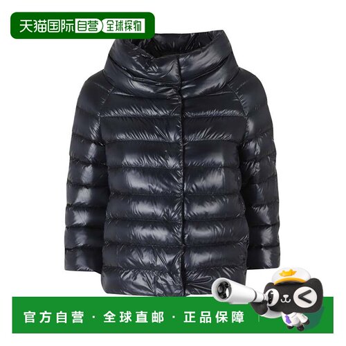 自营herno海军蓝Sofia Crater领宝石袖聚酰胺羽绒服-黑色 美国奥