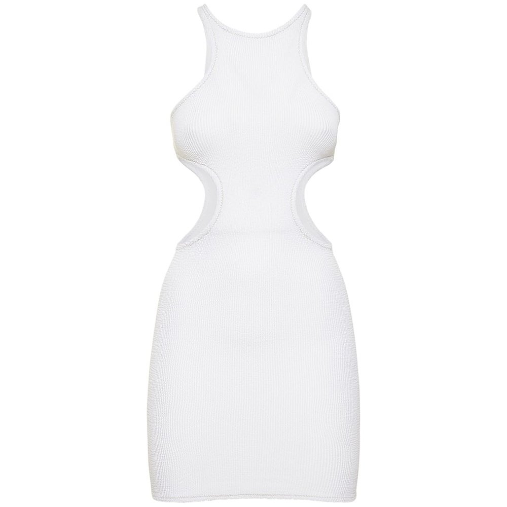 潮奢 reina olga 女士 Ele镂空褶皱弹力迷你连衣裙