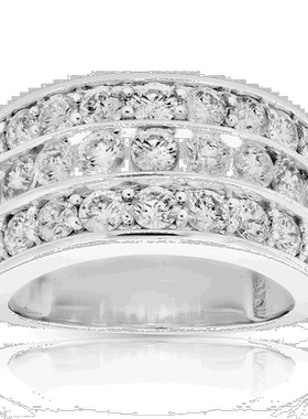 自营 vir jewels2.50 克拉圆形钻石结婚戒指三排 14K 白金通道套