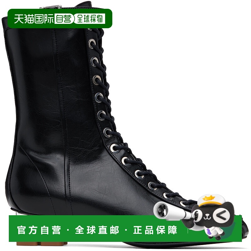 香港直邮潮奢 GANNI 甘尼 女士 黑色 Oleatex Eyelets Lace-Up 踝