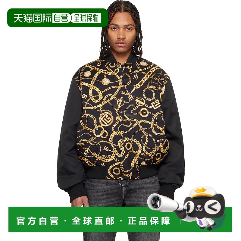 1h可退 香港直邮潮奢 Balmain 巴尔曼 男士 黑色 Chaînes Pattern