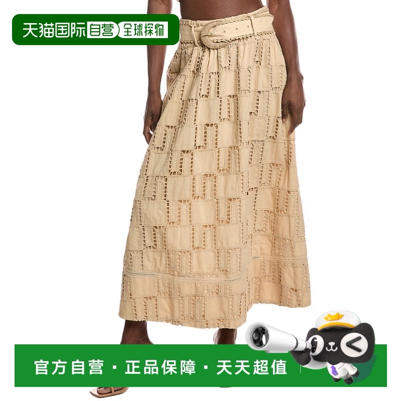 自营 FARM Rio Sand 钩针中长裙 - 棕色 美国奥莱直发
