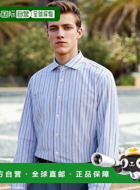 1h可退 香港直邮潮奢 Alessandro 男士 条纹衬衫 blue蓝色 舒适时