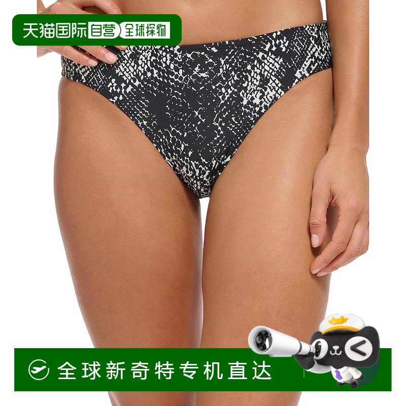 自营dknyWomens Snake Bikini Swim Bottom Separates - black/wh
