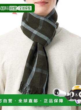 韩国直邮Margaret Howell 窗格纹围巾 - 卡其色 / 灰蓝色 (UNAC05