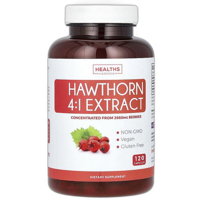 香港直邮Healths Harmony,山楂 4:1 提取物，120 粒胶囊