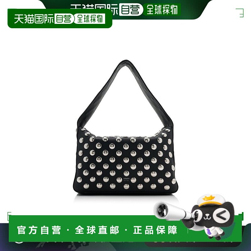 1h可退 香港直邮KHAITE 女士 Elena 铆钉皮革肩包 black黑色 舒适