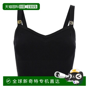 黑色 自营 带甜心领口 elisabetta 美国奥 franchi罗纹针织上衣