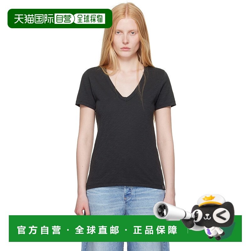1h可退 香港直邮潮奢 rag bone 瑞格布恩 女士 黑色 The Slub T
