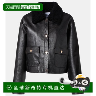 皮毛饰边皮革夹克 1h可退 女士 香港直邮Self black黑色 Portrait