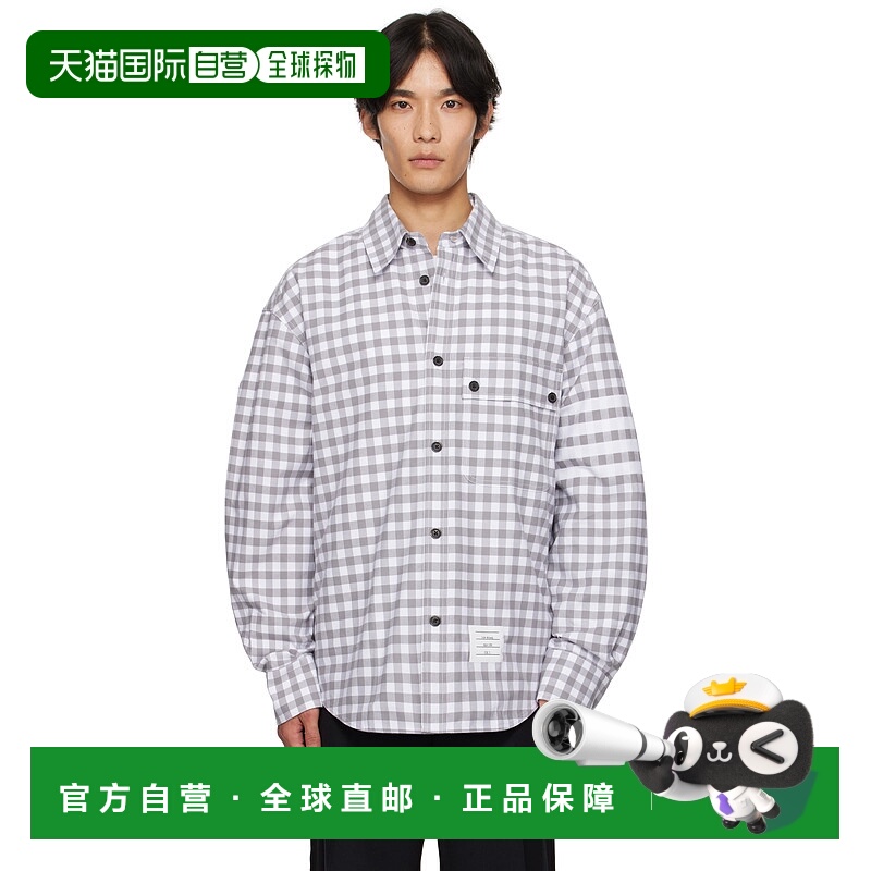 香港直邮潮奢 Thom Browne 汤姆 布朗 男士 灰色 4-Bar Gingham