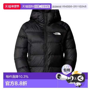 香港直邮北面THE NORTH FACE 女款连帽拉链Logo长袖羽绒服 黑色