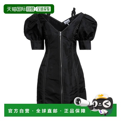 1h可退 香港直邮GANNI 甘尼 女士 短款连衣裙 black黑色 舒适时尚