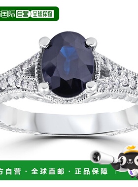 自营pompeii32ct 复古钻石黑色蓝宝石订婚戒指 14K 白金 - 14k 白