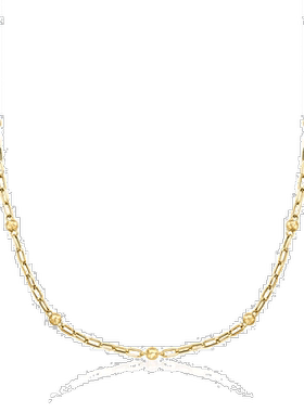 自营Ross-Simons 18kt 黄金珠站回形针链项链 - 20 英寸 美国奥莱