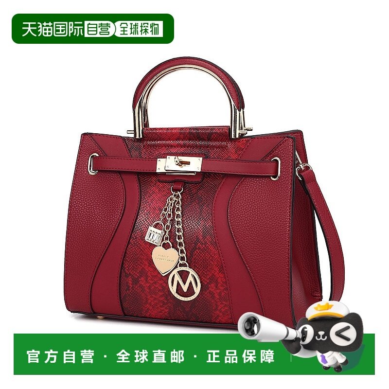 自营 mia k collectionMia K的Cassia Snake压花纯素皮革女式手提