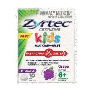 澳大利亚直邮Zyrtec仙特明 儿童过敏和花粉症咀嚼片 6+ 葡萄味 5m