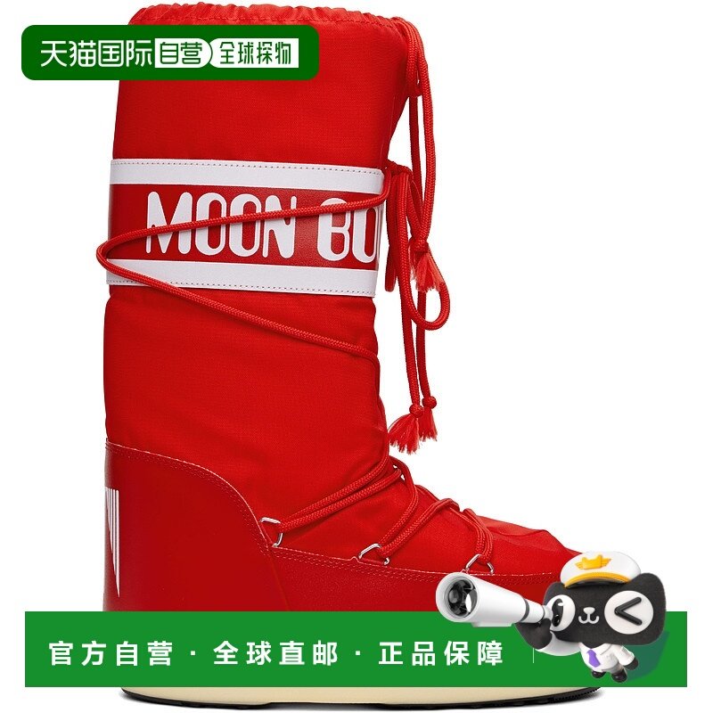 香港直邮潮奢 moon boot 月亮靴 男士 红色 Icon Nylon 中筒靴 80
