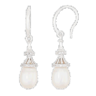 自营 splendid pearls悬垂牧羊人钩 7.5-8 毫米珍珠耳环。 - 白色