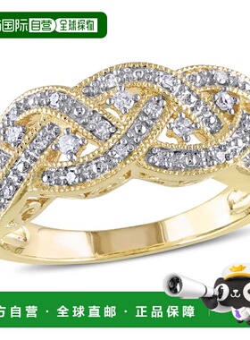 自营 mimi & max1/8 CT TW 镀黄纯银钻石编织戒指 - 黄色 美国奥