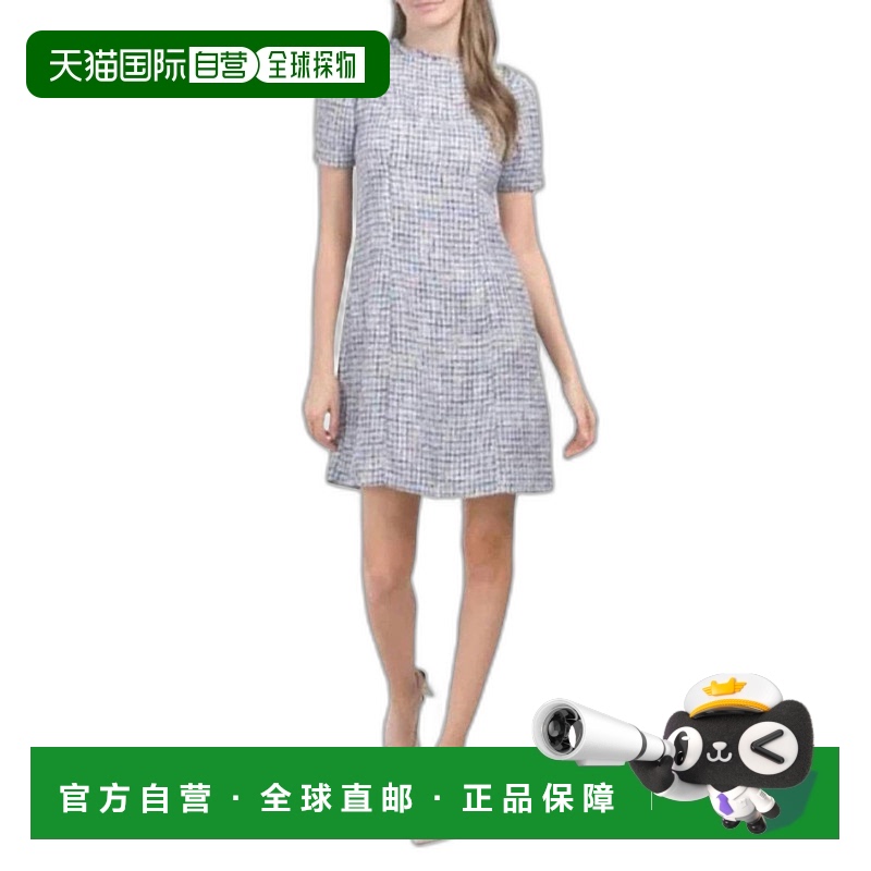 自营 nanette lepore冰色牛仔布金属圈式迷你直筒连衣裙 - 冰色牛