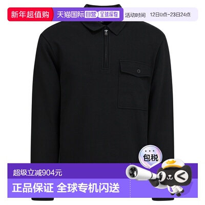 1h可退 香港直邮VINCE 男士 黑色棉混纺Polo衫 M12779982A001BLKB