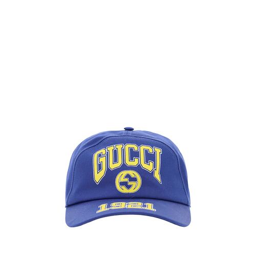 GUCCI 男士帽子 7731354HA7F4200 AW2024 蓝色 徽标印花棒球帽子