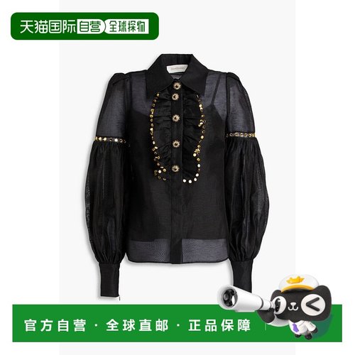 1h可退 香港直邮潮奢 ZIMMERMANN 女士 精饰亚麻真丝混纺欧根纱衬