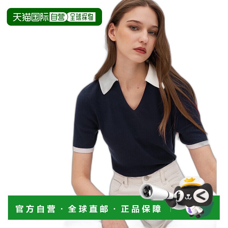 自营 lilysilkTimeless Mei 女士真丝针织 Polo 衫 - 海军蓝 美国