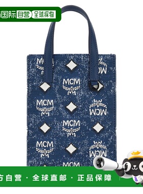 香港直邮MCM 女士手提包 MMTDSTA02LE 蓝色 徽标手提包